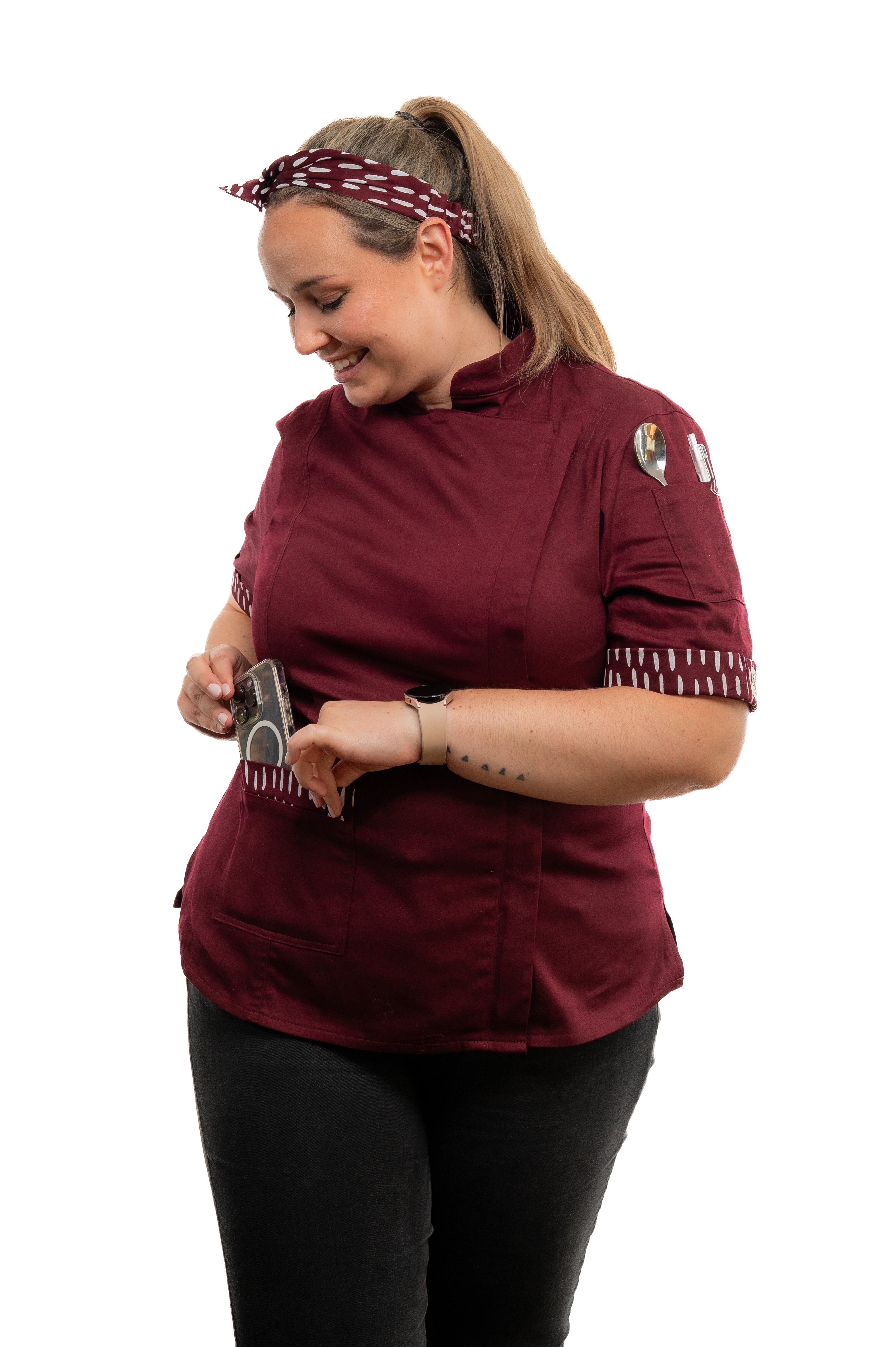 Cherry Women's Fitted Chef Jacket